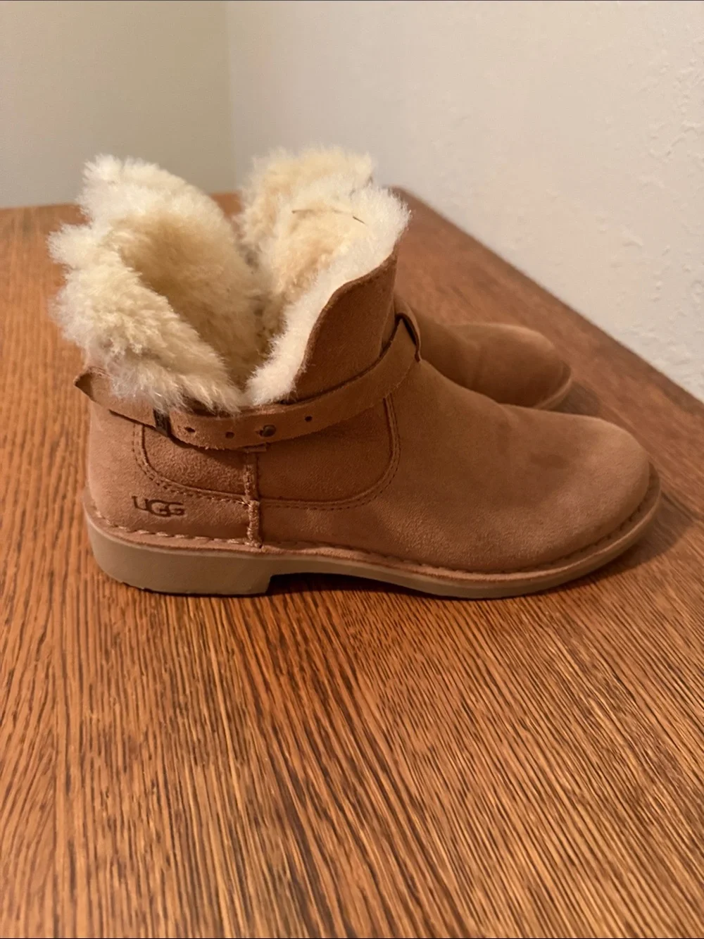 UGG Chestnut Suede Shearling Ankle Boots with Cream Lining